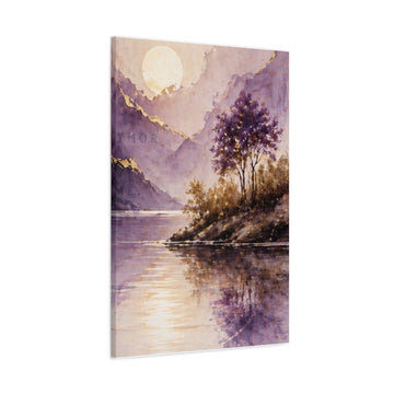 Lavender Lake Canvas Wall Art — Stretched Matte Landscape Print