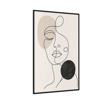 Abstract Line Art Face Canvas Print — Framed Minimalist Wall Art
