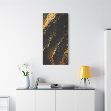 Abstract Gold & Black Canvas Print — Luxurious Metallic Wall Art, Matte Stretched 1.25"