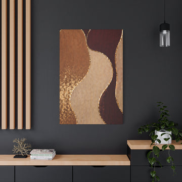 Luxury Burgundy Caramel Abstract Wall Art Canvas, Modern Neutral Gold Artwork, Elegant Living Room Decor, High End Boho Wall Art Print.Abstract Gold Wave Matte Canvas Wall Art