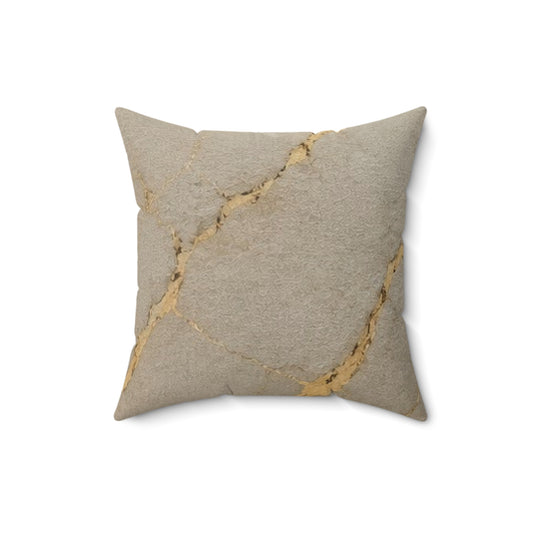 Gold Veined Marble Decorative Pillow
