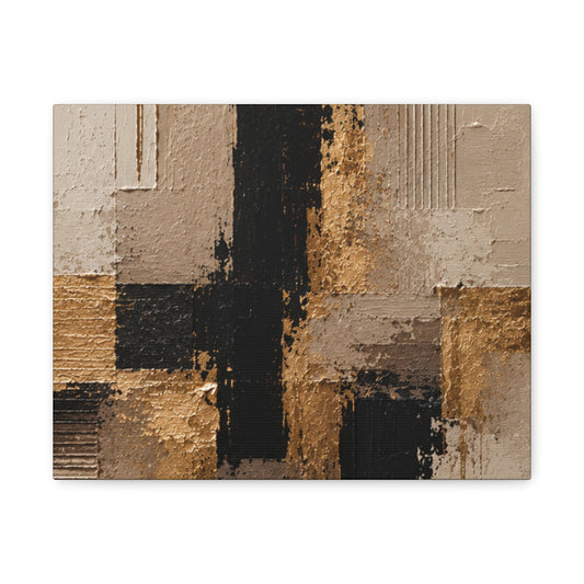 Abstract Neutral & Gold Modern Canvas Art — Stretched Matte Wall Decor