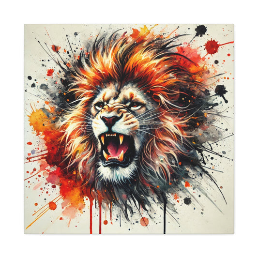 Roaring Lion Matte Canvas Art - Vibrant Stretched Wall Decor