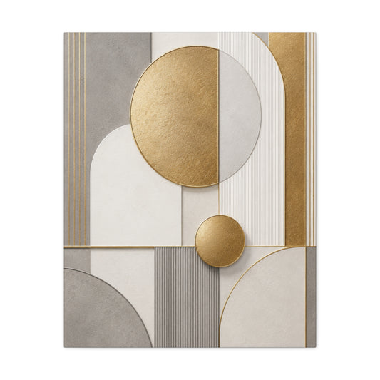 Abstract Geometric Gold Canvas Art - Modern Neutral Wall Decor