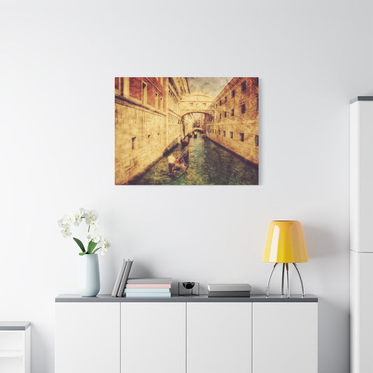 Venetian Canal Vintage Matte Canvas Print — Stretched Wall Art