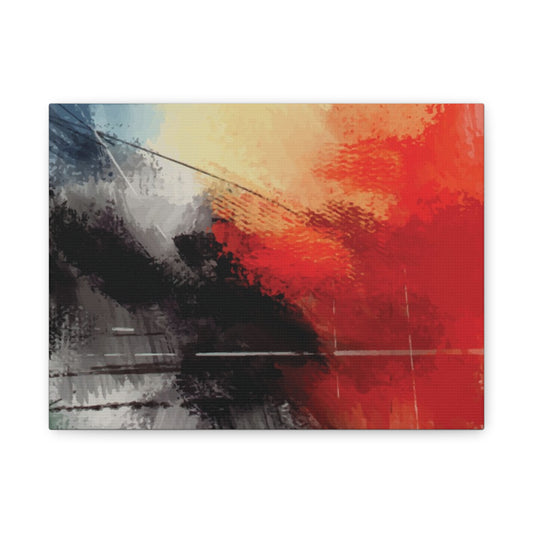 Abstract Red & Black Matte Canvas Print — Modern Wall Art Stretched 1.25"