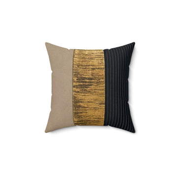 Modern Gold & Black Decorative Pillow — Striped Luxe Throw Cushion