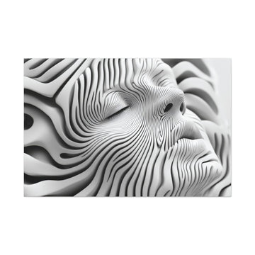 Abstract Sculpted Face Matte Canvas Wall Art — Modern 3D Line Portrait