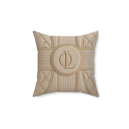 Decorative Square Pillow — Embossed Gold Monogram Medallion