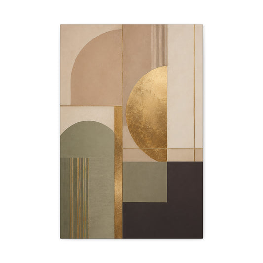 Abstract Geometric Gold Accent Matte Canvas Wall Art