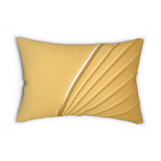 Mustard Yellow Abstract Lumbar Pillow — Modern Wave Accent Pillow