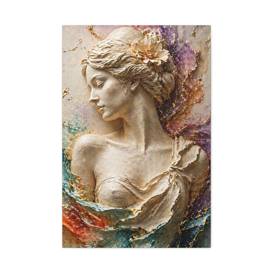 Romantic Goddess Relief Matte Canvas Wall Art — Stretched Decorative Painting