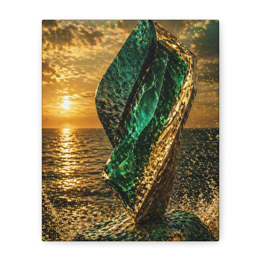 Abstract Ocean Glass Sunset - Matte Stretched Canvas Wall Art (1.25")