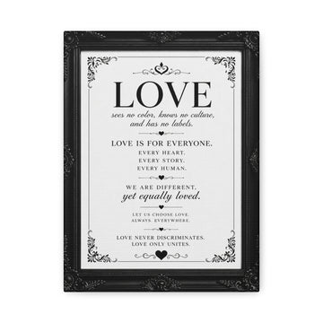 LOVE Inspirational Wall Canvas — "Love is for Everyone" Stretched Matte Art Print