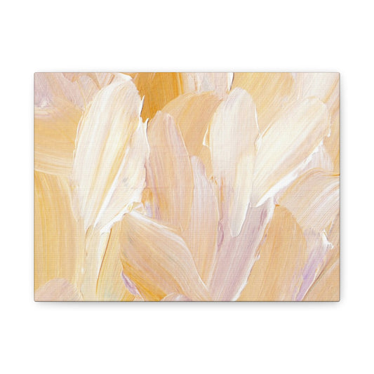 Abstract Pastel Flower Canvas Print — Soft Yellow Botanical Wall Art