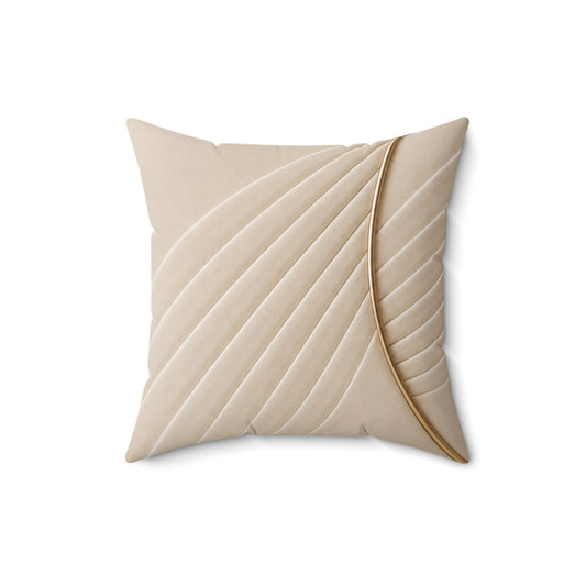 Modern Neutral Decorative Pillow – Beige Curved Line Throw Cushion