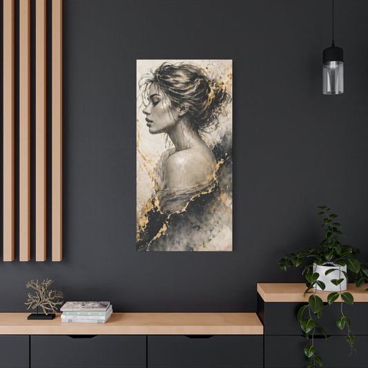 Elegant Profile Woman Matte Canvas Art (Stretched 1.25")
