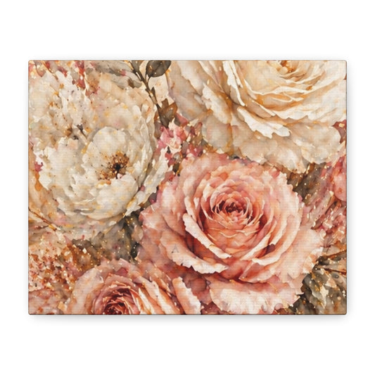 Blush Rose Floral Canvas Wall Art — Matte Stretched Canvas