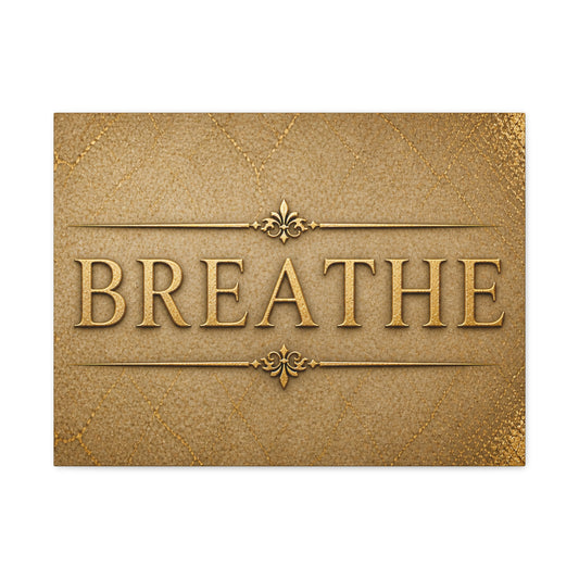 Breathe Wall Art Canvas — Elegant Gold Inspirational Home Decor