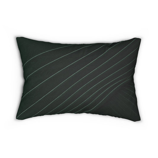 Dark Green Wave Lumbar Pillow — Modern Striped Decorative Cushion