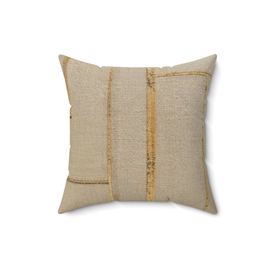 Neutral Striped Linen-Texture Decorative Pillow