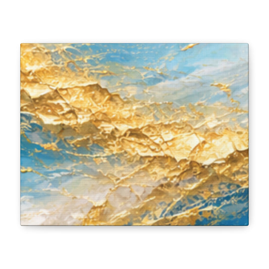 Gold & Teal Abstract Canvas Wall Art — Matte Stretched 1.25"