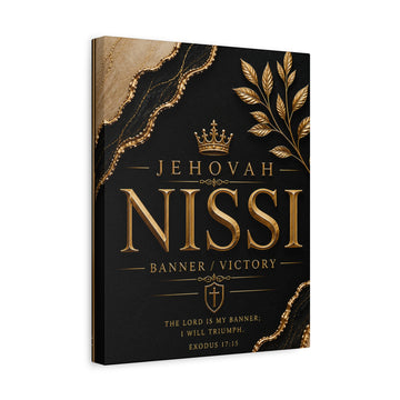 Jehovah Nissi Matte Canvas Wall Art — Banner of Victory Scripture Print (Exodus 17:15)