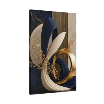 Abstract Gold & Navy Matte Canvas Art — Modern Stretched Wall Decor