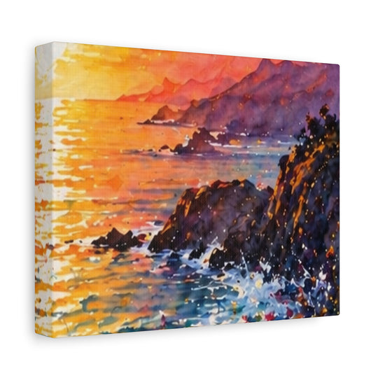 Coastal Sunset Canvas Print — Vibrant Seascape Matte Stretched Wall Art