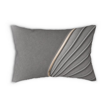 Gray Sculpted Lumbar Pillow – Modern Textured Accent Cushion