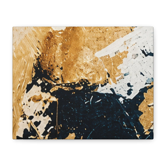 Abstract Gold & Navy Matte Canvas Wall Art (Stretched 1.25")