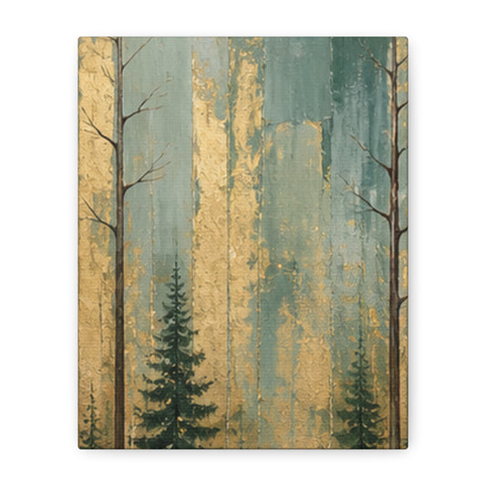 Gold & Teal Forest Canvas Wall Art