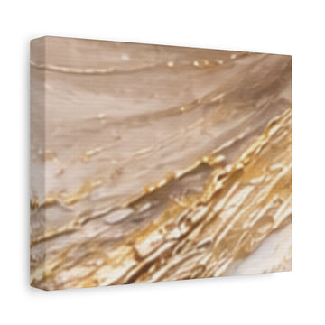 Gold Marble Matte Canvas Print — Abstract Wall Art, Neutral Beige & Metallic Accent