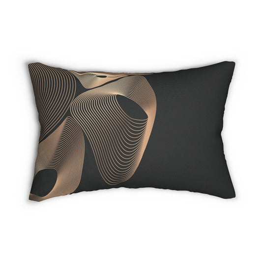 Abstract Gold Wave Lumbar Pillow — Modern Geometric Decorative Cushion