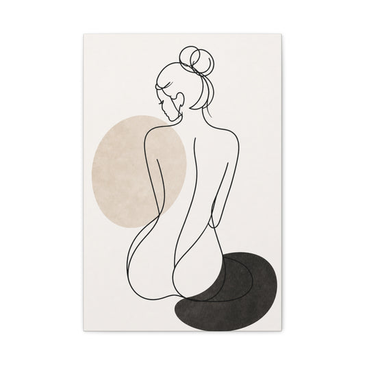 Minimalist Line Art Nude Woman Canvas Print — Modern Abstract Wall Art
