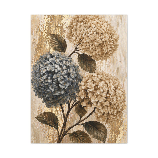 Hydrangea Trio Matte Canvas Wall Art — Stretched Floral Canvas 1.25"