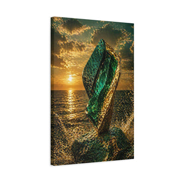 Abstract Ocean Glass Sunset - Matte Stretched Canvas Wall Art (1.25")