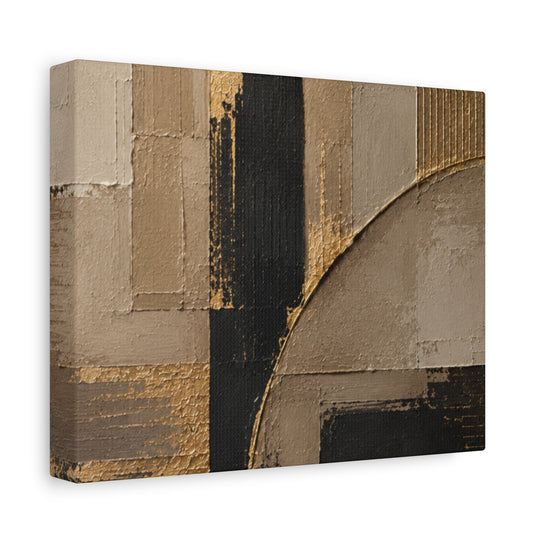 Abstract Geometric Canvas Wall Art – Neutral Tones with Gold Accents, Matte Stretched 1.25"