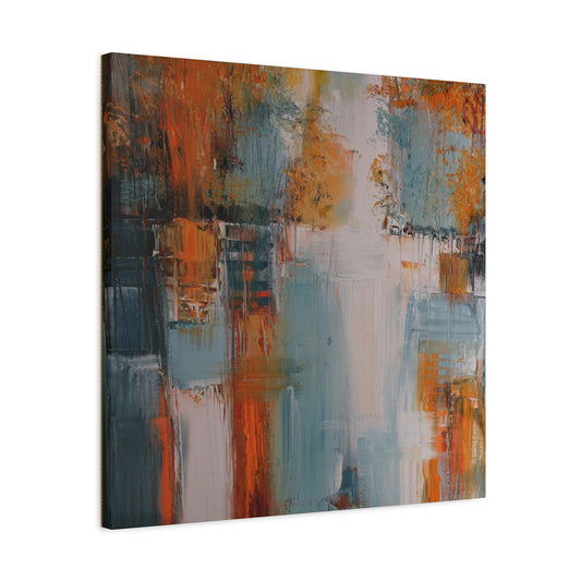 Abstract Orange & Teal Matte Canvas Art - Stretched 1.25"