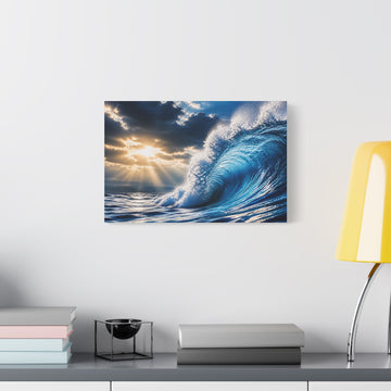 Ocean Wave Matte Canvas Print — Sunlight Breaking Through Storm Clouds