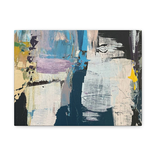Abstract Blue & Cream Matte Canvas Wall Art – Stretched 1.25"