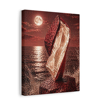 Red Moon Crystal Sculpture Matte Canvas Print