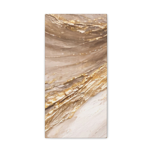 Gold Marble Matte Canvas Print — Abstract Wall Art, Neutral Beige & Metallic Accent