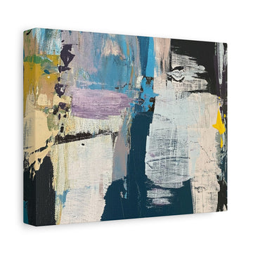 Abstract Blue & Cream Matte Canvas Wall Art – Stretched 1.25"