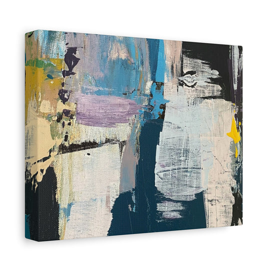 Abstract Blue & Cream Matte Canvas Wall Art – Stretched 1.25"