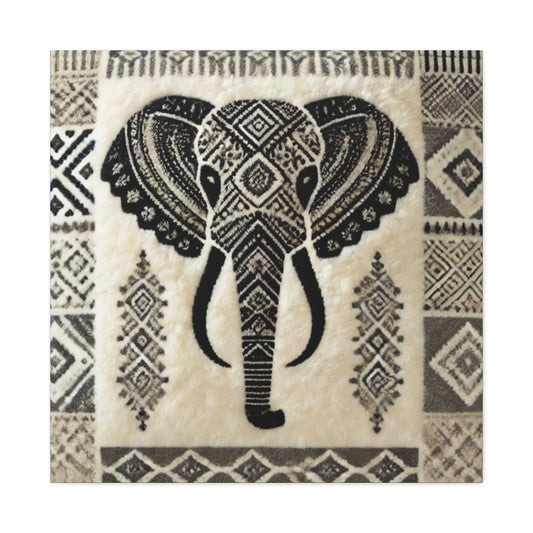 Boho Elephant Canvas Print — Tribal Pattern Wall Art (Matte Stretched)