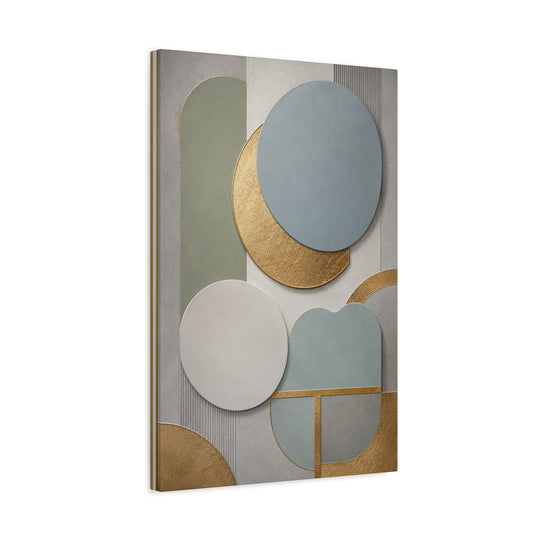 Abstract Geometric Canvas Art — Blue, Green & Gold Modern Wall Decor