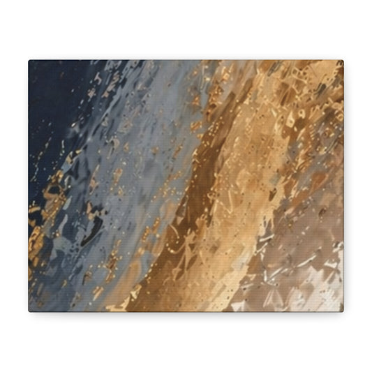 Abstract Oceanic Gold Matte Canvas Print — Stretched Wall Art