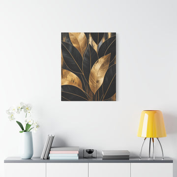 Gold & Black Leaf Matte Canvas Wall Art — Stretched 1.25"