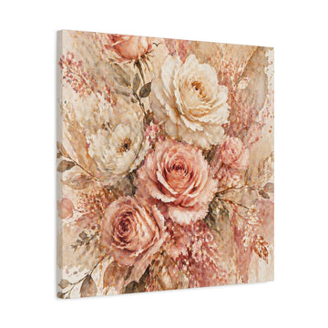 Blush Rose Bouquet Matte Canvas Wall Art
